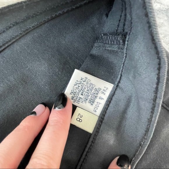 Rag & Bone Skinny Coated Black Jeans 28 - Picture 8 of 8